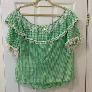 Vintage Handmade Off The Shoulder Gingham Top